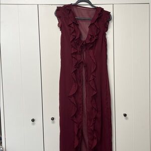 Missguided Deep Red Maxi Cover up